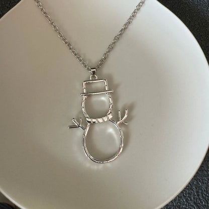 Personalized snowman-themed earrings and pendant set for Christmas, made of durable zinc alloy.