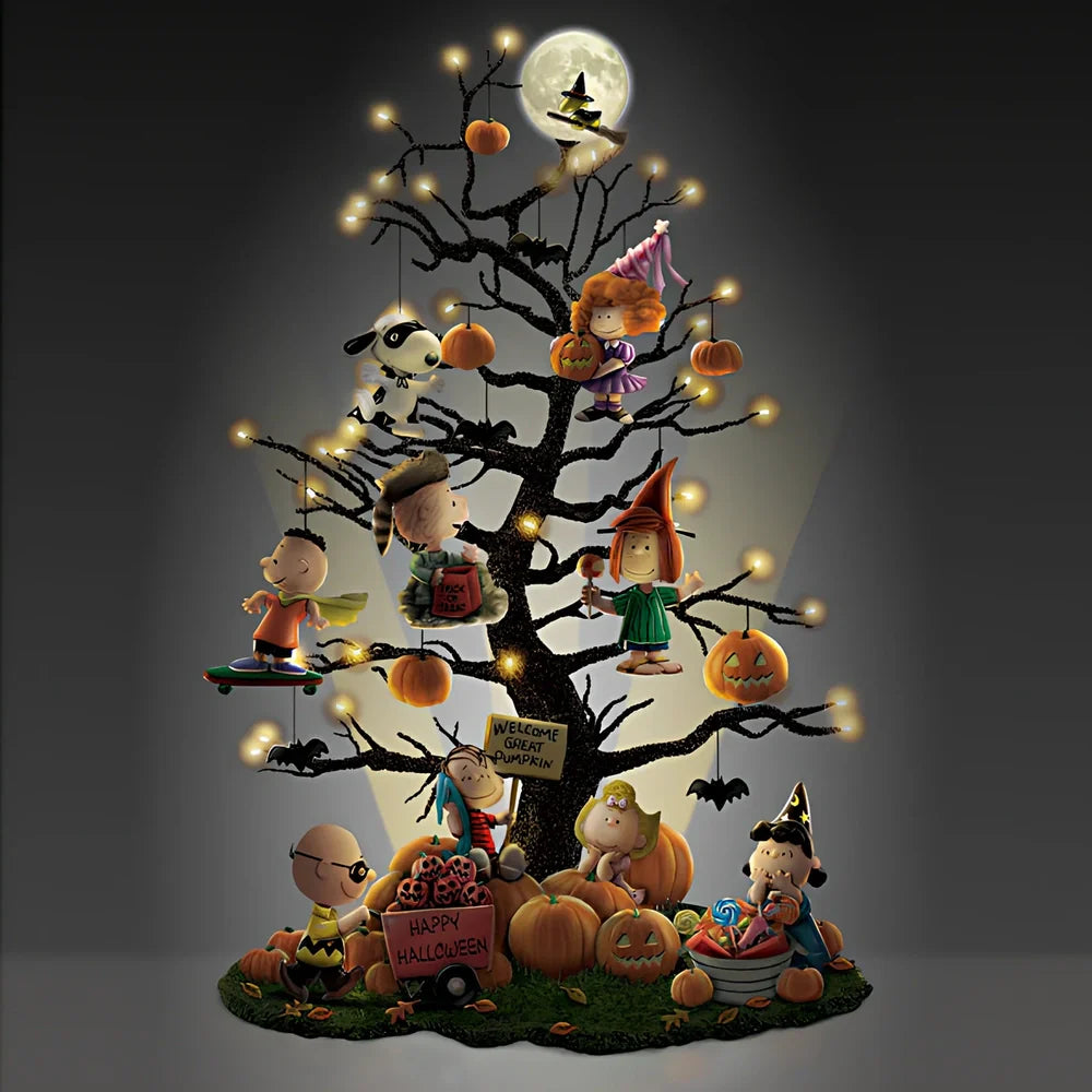 Resin Halloween pumpkin and Christmas tree ornaments measuring 10cm with glow features