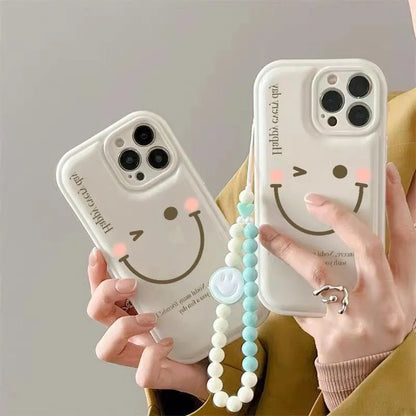 Mint green and clear TPU iPhone case with optional metal chain on an iPhone