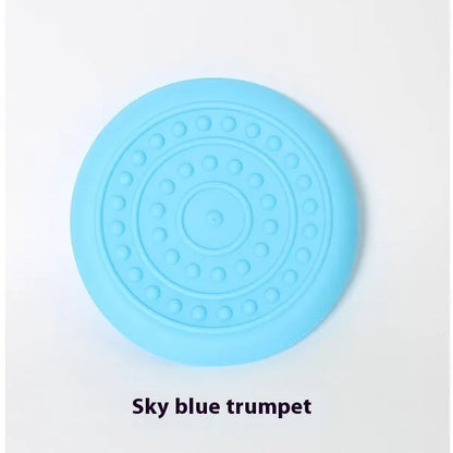 Rubber dog frisbee plastic pet toy in small and large sizes with multiple colour options