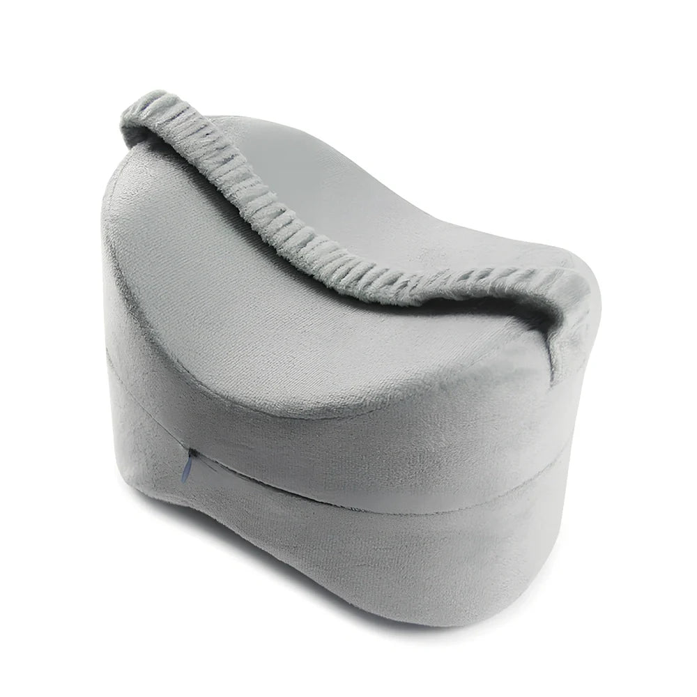 Memory foam leg lock pillow with adjustable clip in lake blue colour, measuring 25.5cm long