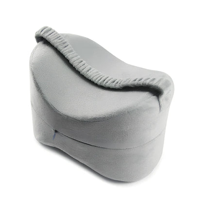 Memory foam leg lock pillow with adjustable clip in lake blue colour, measuring 25.5cm long