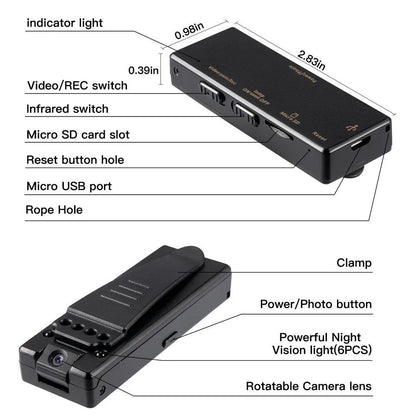 Black 1080p HD DV camera with a rotating lens on a stand.
