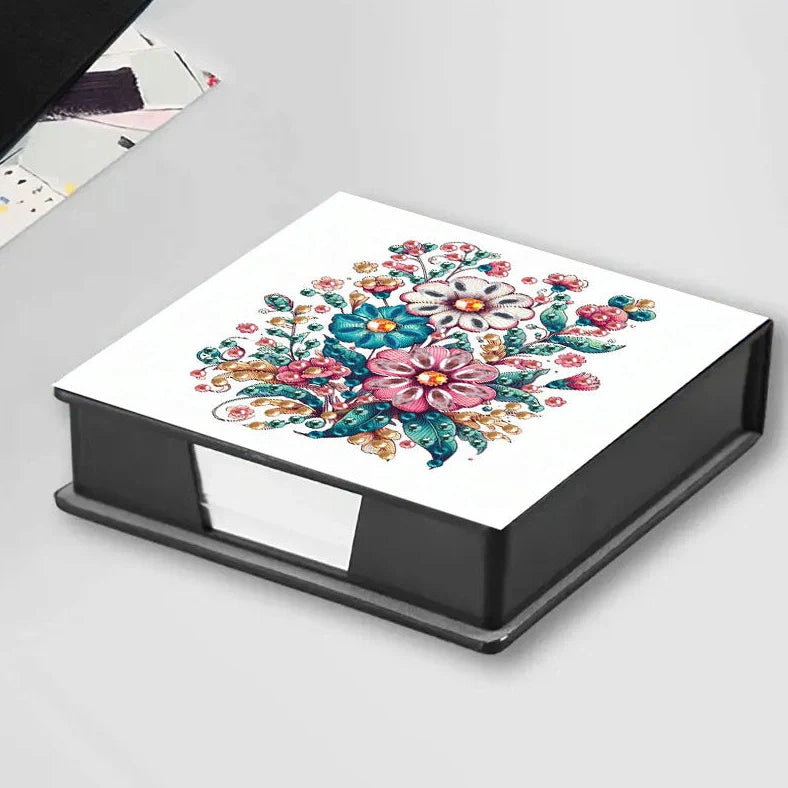 DIY diamond painting label box with cartoon design showing frameless construction and plastic material