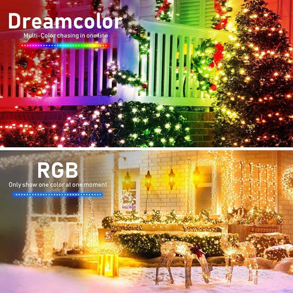 Bluetooth copper wire string lights with 100 LEDs on 10m flexible wire, USB powered with smartphone control