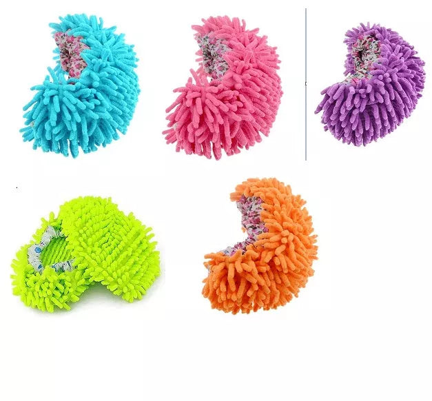 Chenille mop slippers in various colors for easy home cleaning