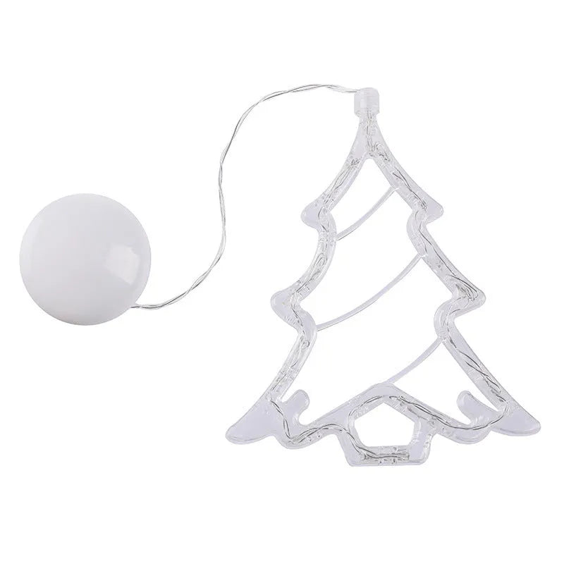 Battery-powered LED Christmas decorative light with suction cups in Santa Claus, elk, and snowman shapes