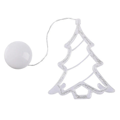 Decorative battery-powered LED chandelier lights with holiday-themed designs like Santa, snowmen, and stars