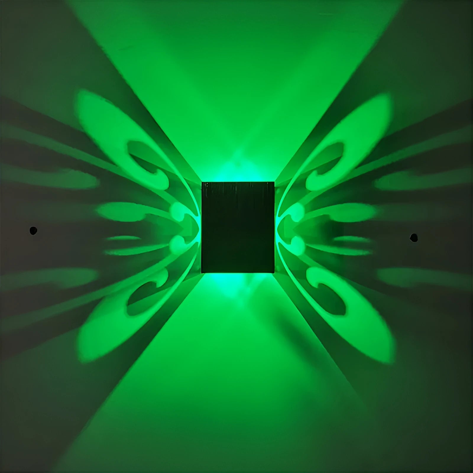 Modern aluminium butterfly-shaped LED wall lamp with remote control for colour changing.