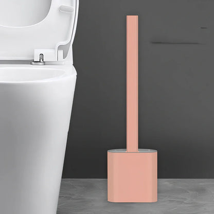 Wall-mounted soft toilet brush with silicone bristles and cover in midnight green colour