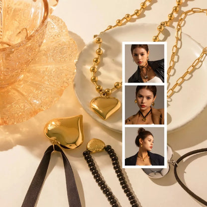 Gold plated stainless steel love heart necklace with hypo-allergenic and water-resistant features