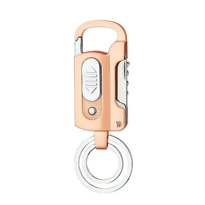 Multi-functional keychain charging lighter in zinc alloy, 10cm, ice surface finish, five colour options