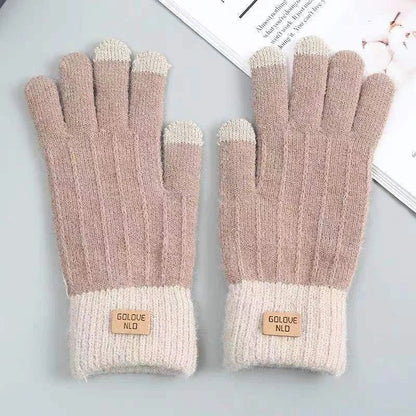 Warm embroidered winter mittens in various colors, including blue, khaki, black, coffee, pink, brown, gray, dark khaki, and orange