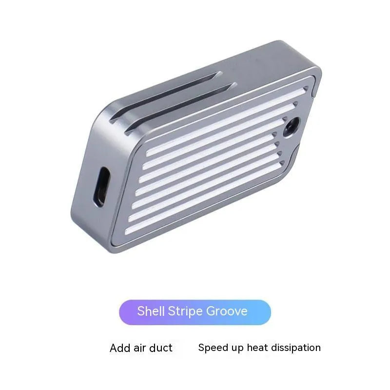 Aluminum external SSD enclosure measuring 5.2cm with USB-C port for 10Gbps transfers