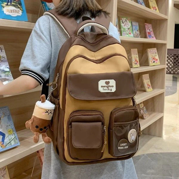 Stylish preppy backpack for women with large capacity and multiple pockets