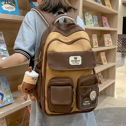 Stylish preppy backpack for women with large capacity and multiple pockets