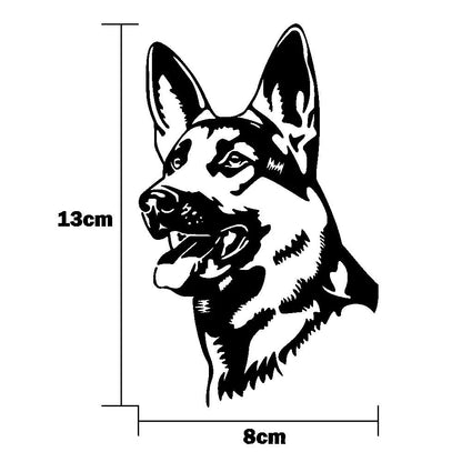 Reflective Hunting Dog Alsace Shepherd bumper sticker in 13x8 cm size with colour options on a car