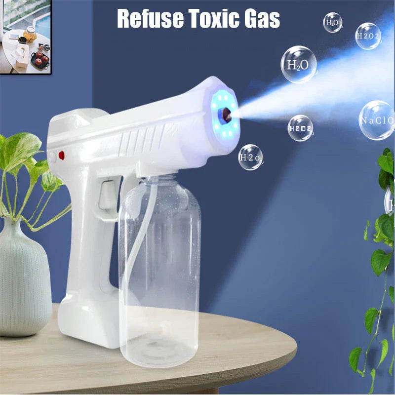 Cordless atomizing disinfectant sprayer with adjustable mist output, long-lasting battery, and durable brass nozzle for efficient sanitization