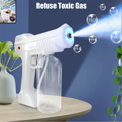 Cordless atomizing disinfectant sprayer with adjustable mist output, long-lasting battery, and durable brass nozzle for efficient sanitization
