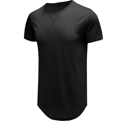 Men's slim fit cotton hip hop t-shirt in khaki colour, short sleeved, laid flat.