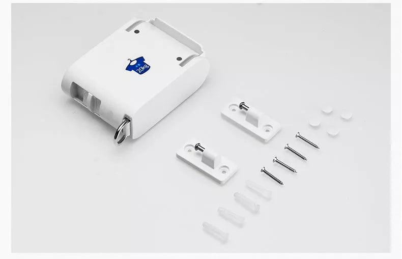 Telescopic balcony clothesline with white TPU rope and hanger holes for efficient drying