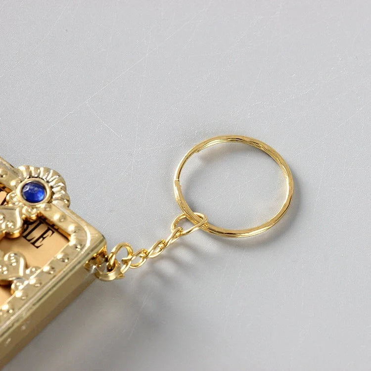 Mini Holy Bible PVC Leather Keychain with Cross Design - Durable and Faith-Inspired