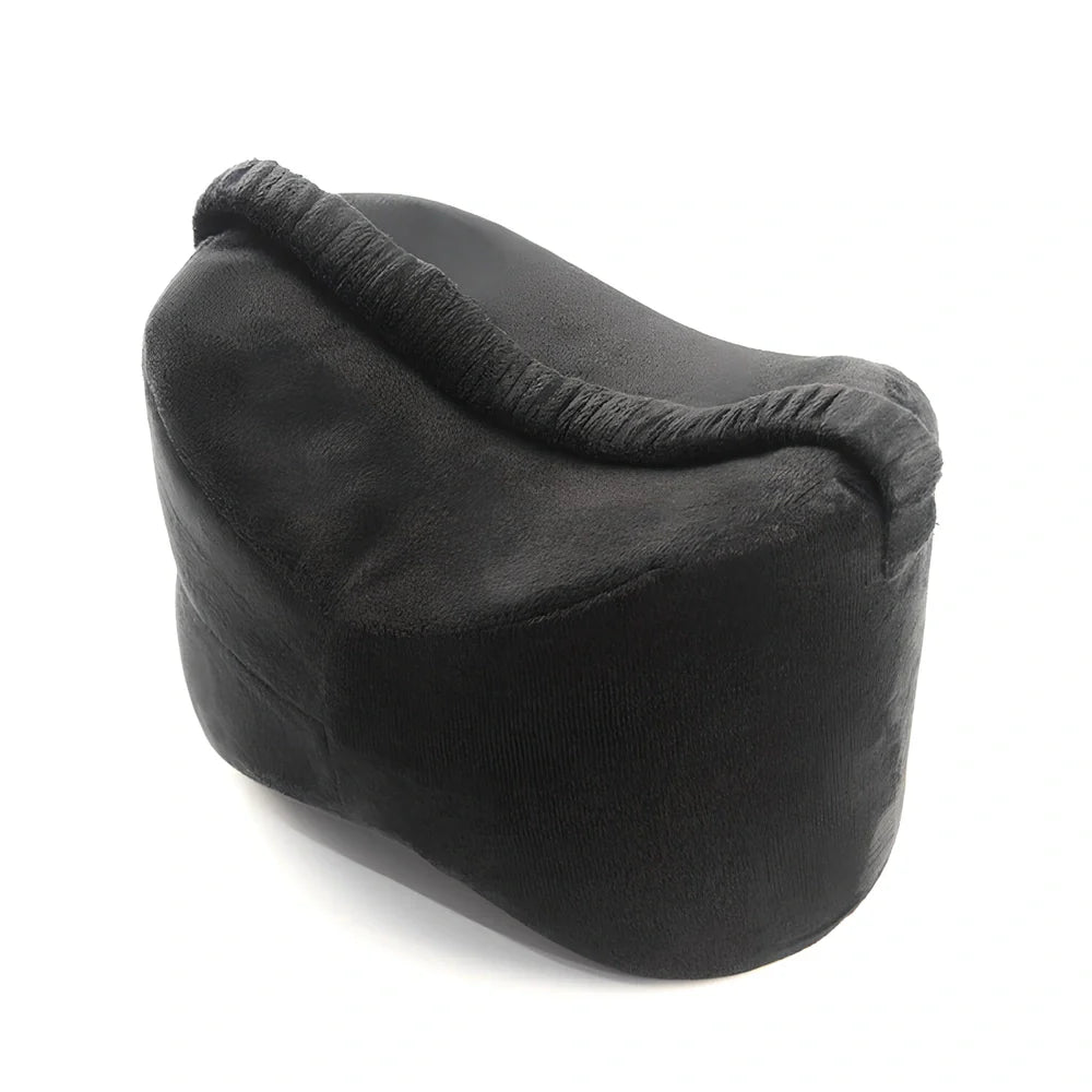 Memory foam leg lock pillow with adjustable clip in lake blue colour, measuring 25.5cm long