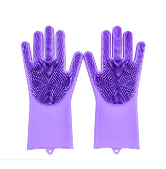 FDA food grade silicone kitchen cleaning gloves with orange colour and 357mm length