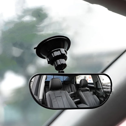 Black 360-degree rotation car rearview mirror with ABS glass and sucker mount