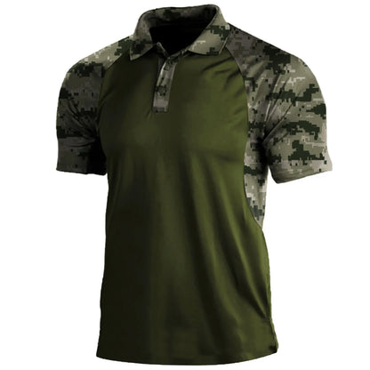 Men's striped short-sleeved polo shirt with lapel collar and zip front in polyester fibre, summer top in sizes S to XXXL