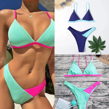 Women's European style nylon bikini swimsuit in a briefs design.