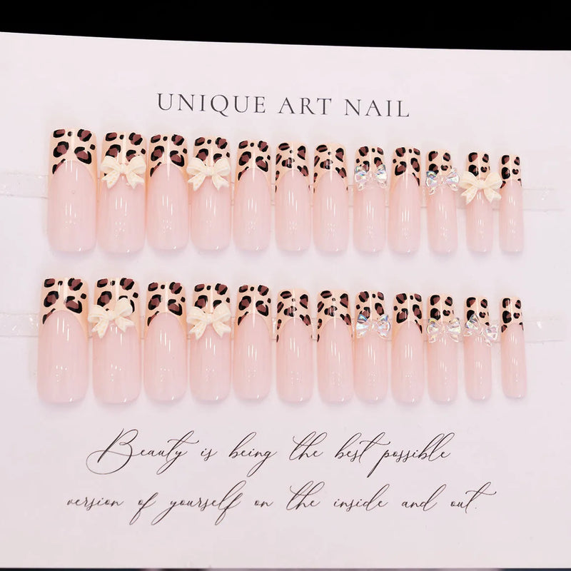 Leopard Print Butterfly Nail Art Set: 1 set of plastic nail decorations with WM296 colour option for ladies' manicure, featuring European and American hot girls style designs