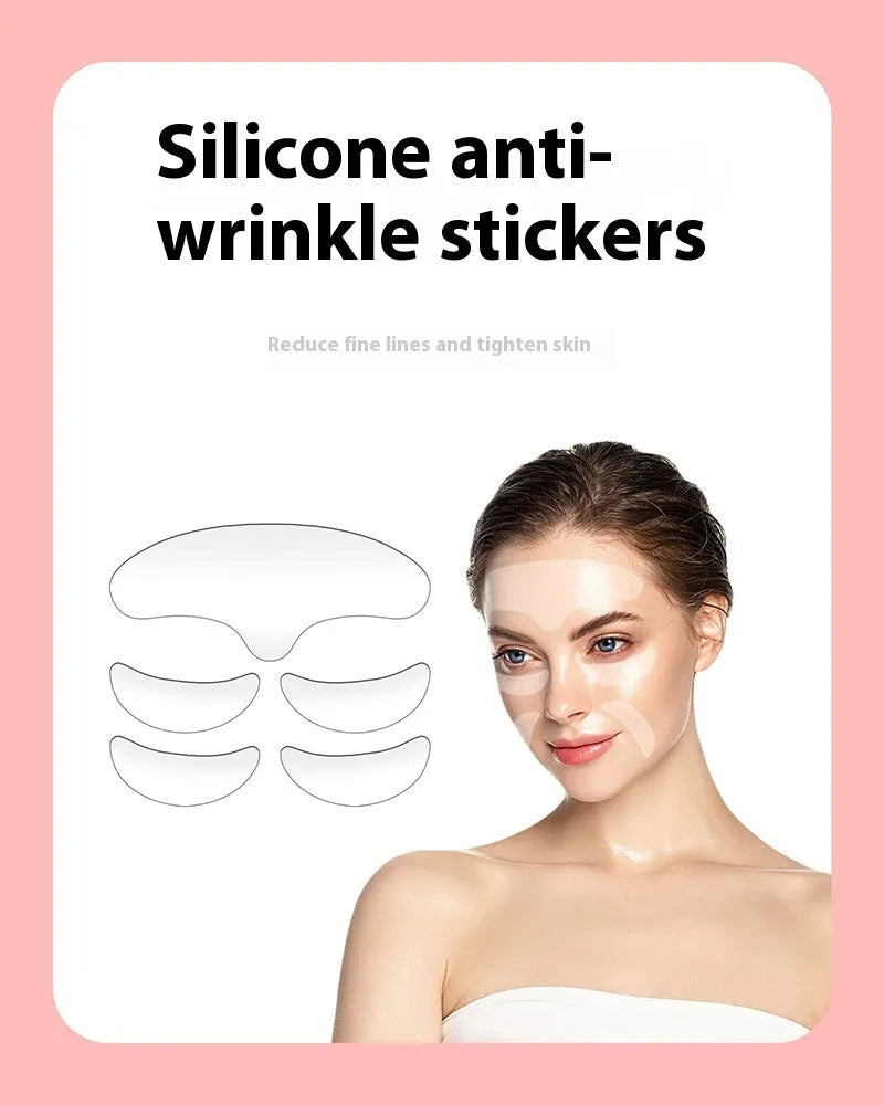 Five silicone anti-wrinkle face stickers for wrinkle removal, resistance and prevention