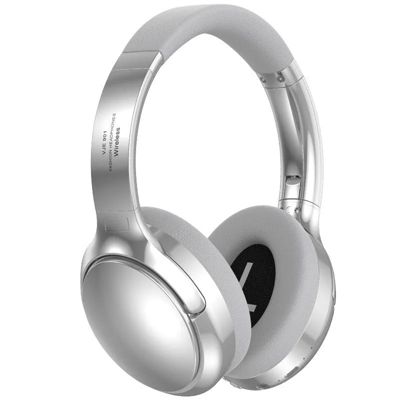 Retro style Bluetooth headphones with metal frame in brown, silver, or black colour