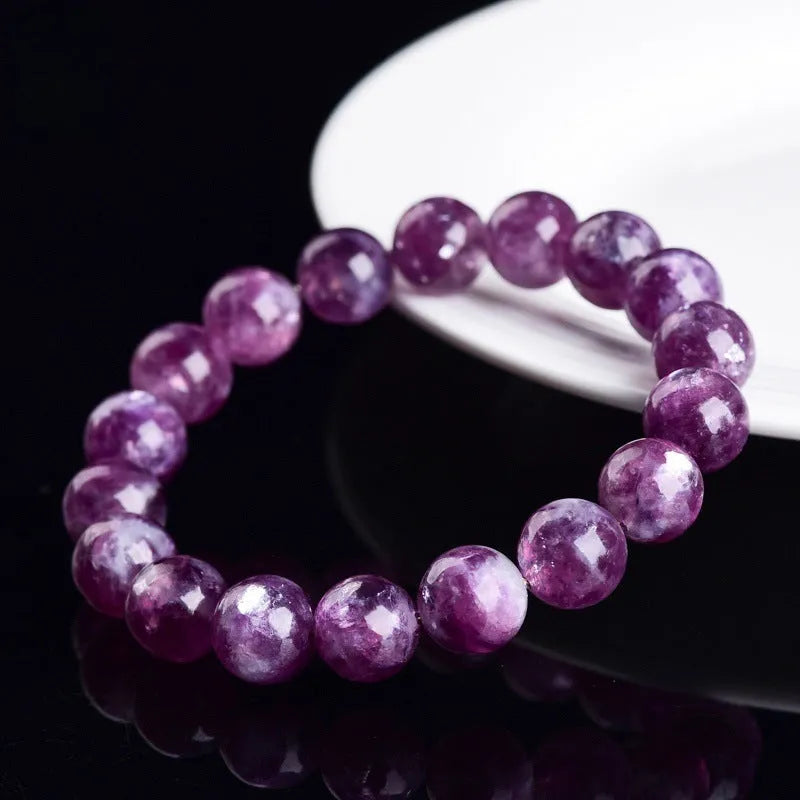 Purple Grandmother Crystal Bracelet with geometry-shaped polished beads in 5A grade purple colour, showing single circle design