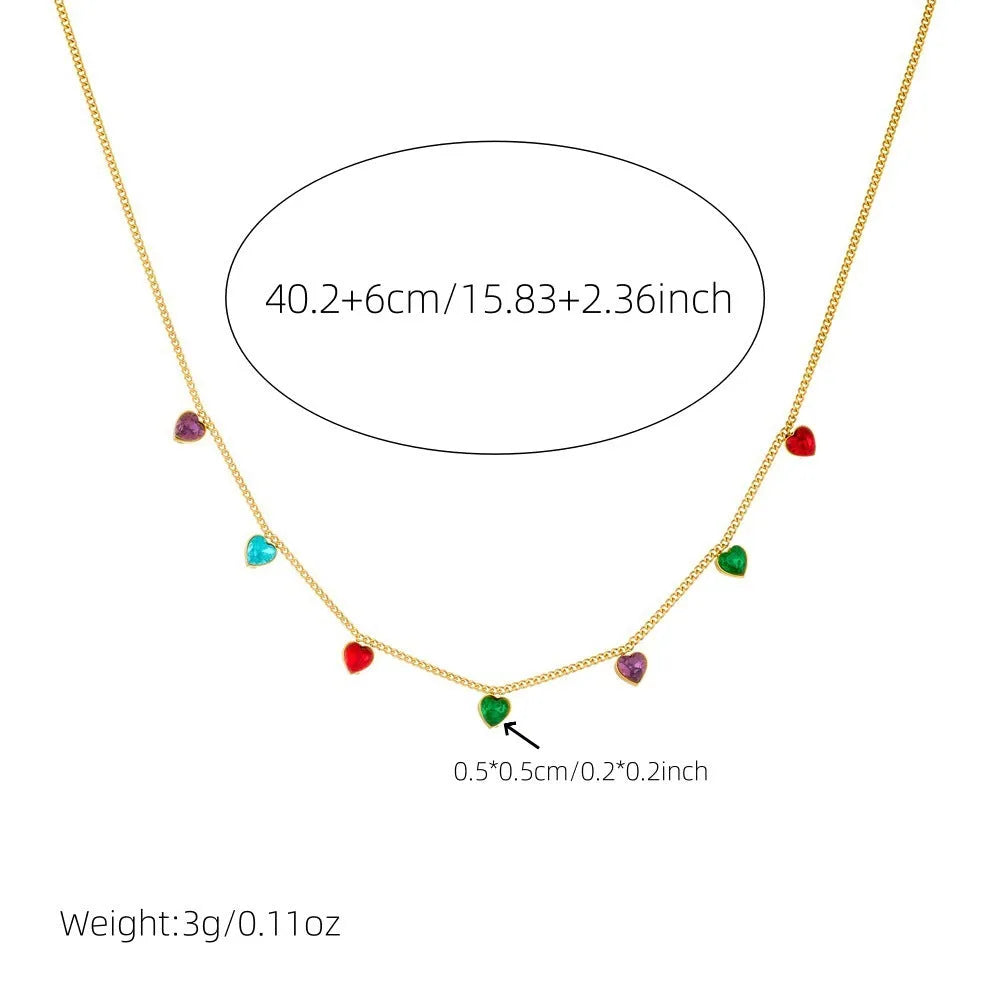 Gold-plated stainless steel necklace with heart pendant on adjustable 41-50 cm chain