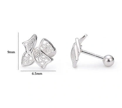 Elegant silver bow stud earrings for women, hypoallergenic and perfect for any occasion.