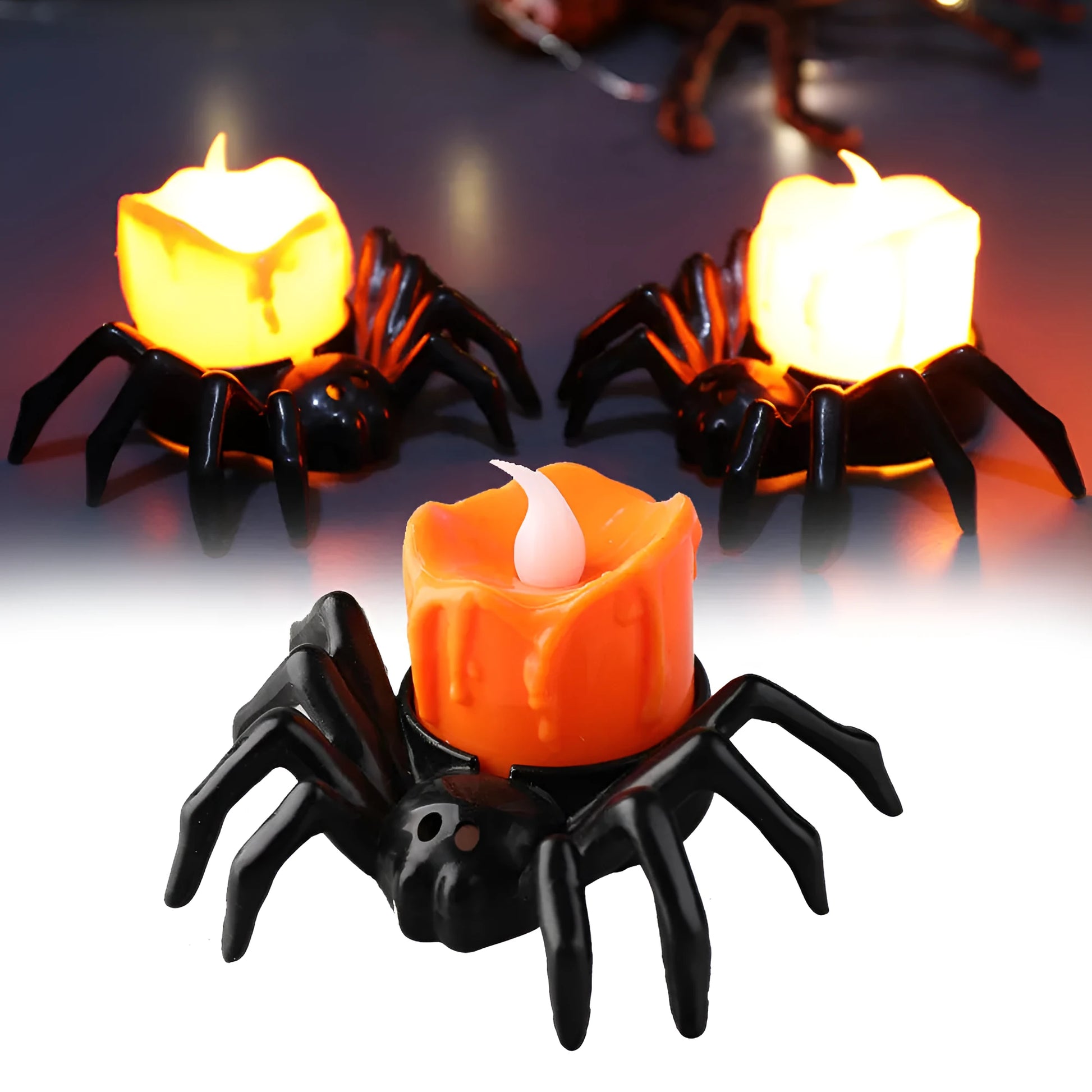 Halloween spider candlestick ornament with plastic construction for party atmosphere decoration