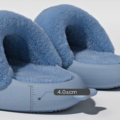 Cozy and stylish shark-themed house slippers with a plush, fuzzy upper and a durable, non-slip sole