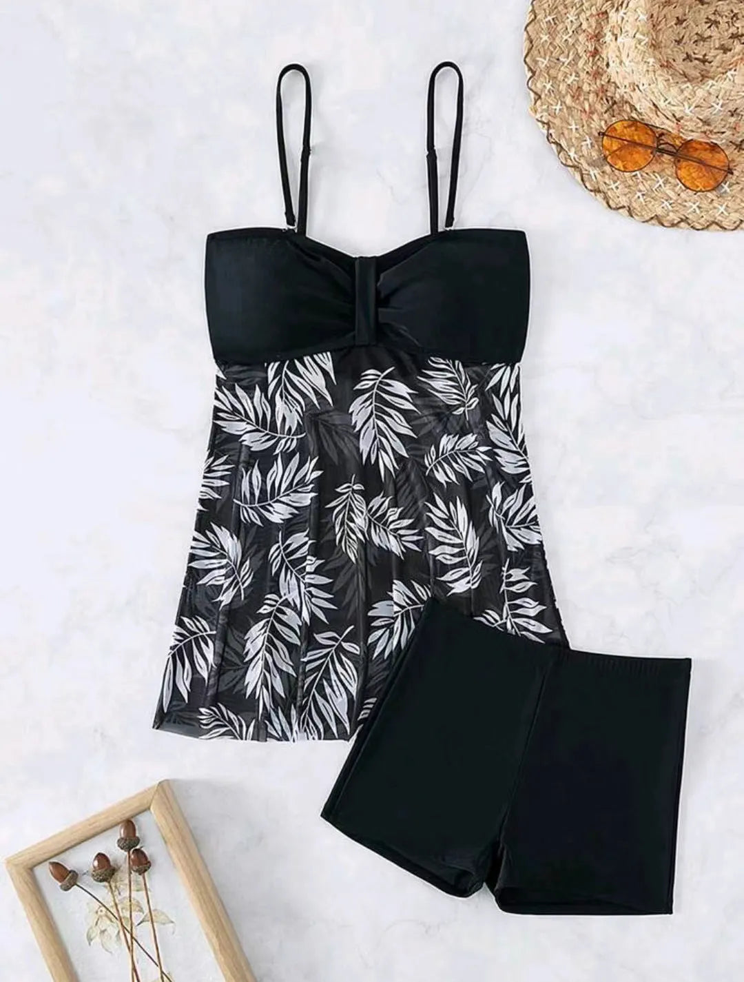 Women's high-waist mesh swim boxers in black, blue, and peacock green colours