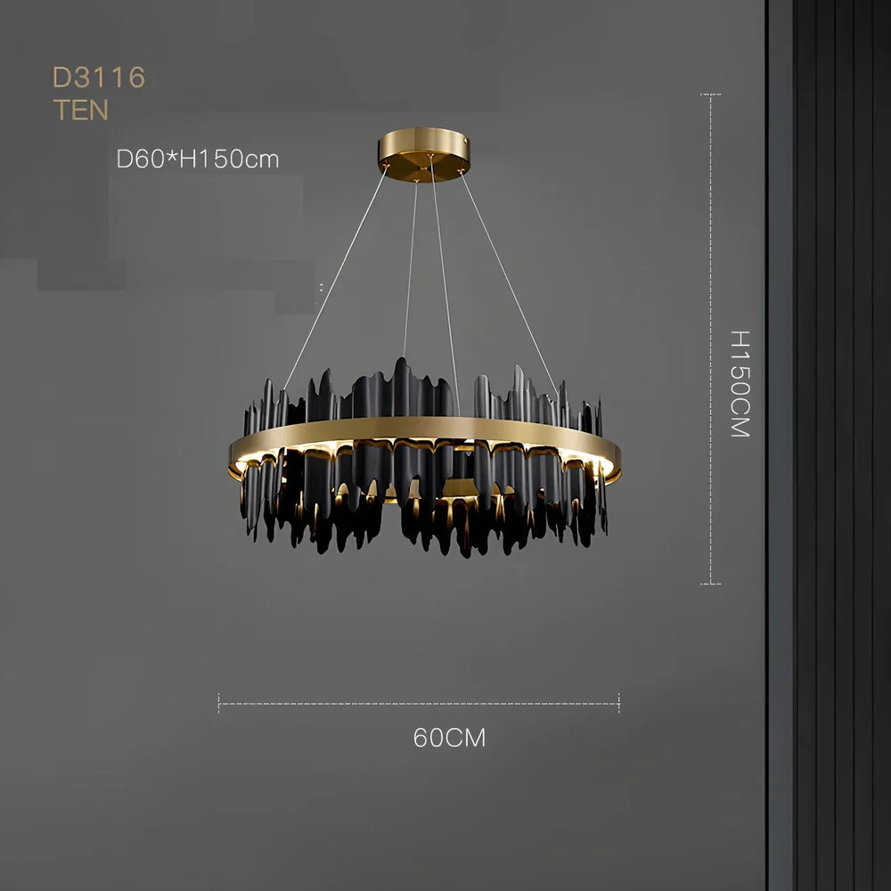Italian minimalist iron pendant lamp with organic glass shade in black finish, adjustable height mechanism