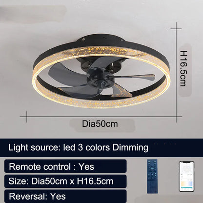Nordic-style 50cm ceiling fan lamp with integrated LED light in a choice of colours.
