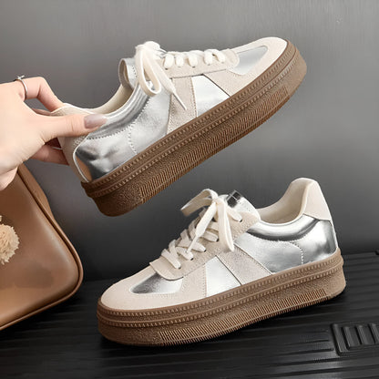 Retro round toe sports board shoes with cross shoulder straps in milky white colour