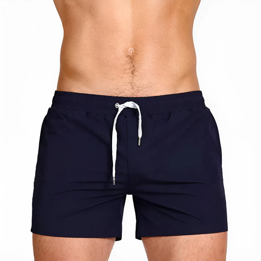 Athletic sports shorts in Army Green colour with visible mesh lining and elastic waistband with drawcord.