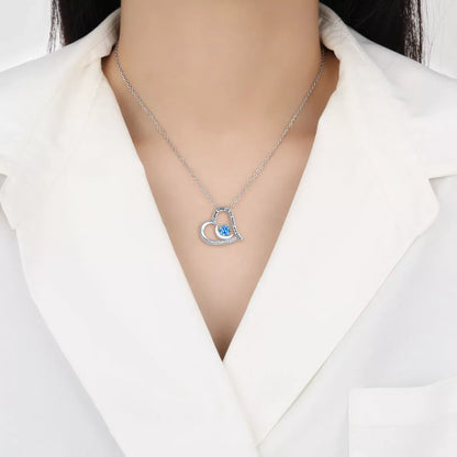 Heart-shaped love necklace with rhinestones and letters, available in multiple colors