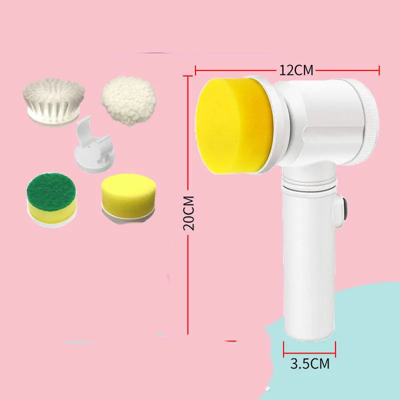 Electric cleaning brush with replaceable brush heads for kitchen surfaces and appliances