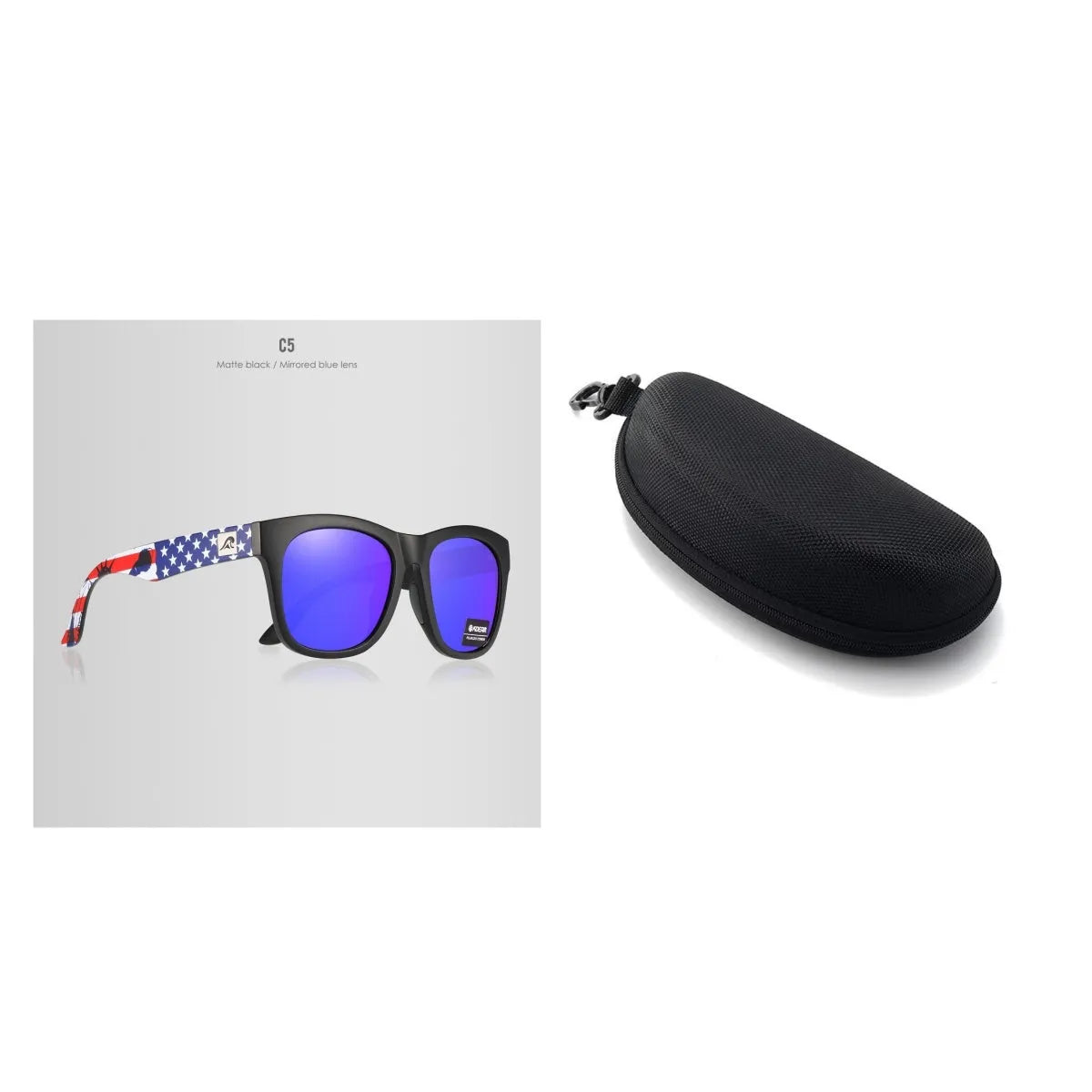 Thickened polarised sunglasses with TAC lenses and PC frame in one of five available colours.