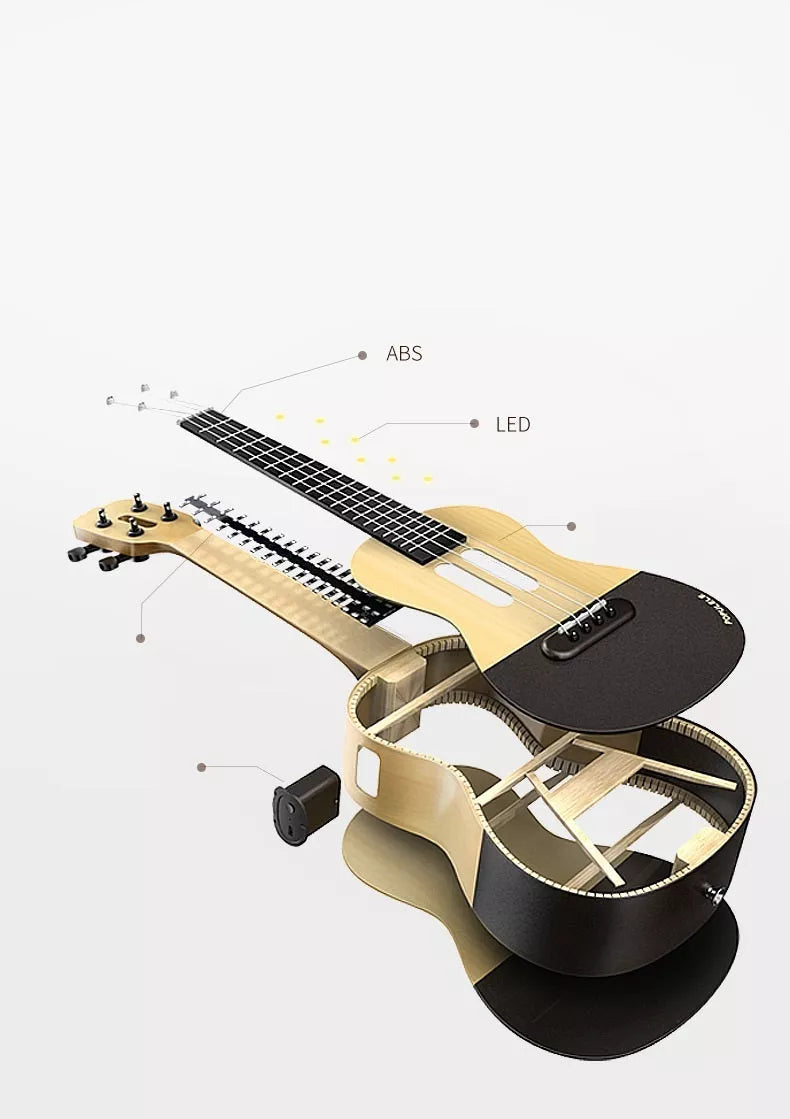 Smart Ukulele U1 with spruce top and Bluetooth connectivity for interactive learning