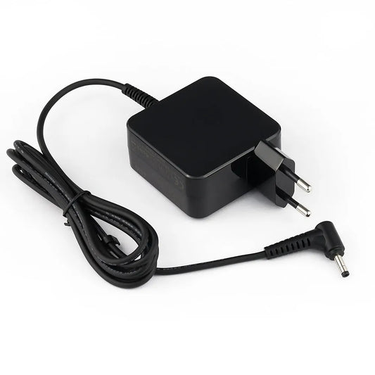Black Hua 45W laptop adapter with DC connector showing compact 99.3×36.5×61.8mm dimensions