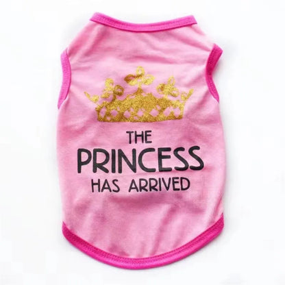 Cotton summer vest for puppies in various colours including black, grey, blue, and pink options.